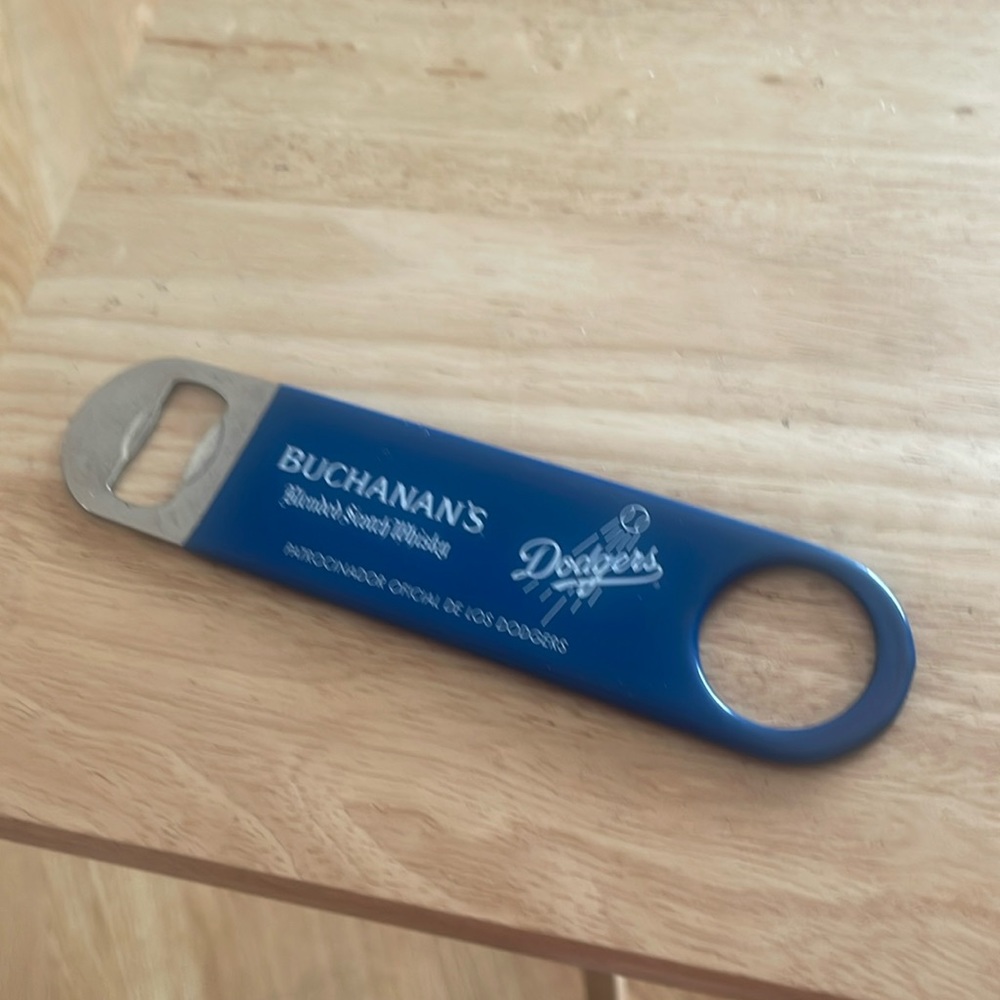 NOS vintage buchanan’s blended scotch whisky Los Angeles Dodgers bottle opener